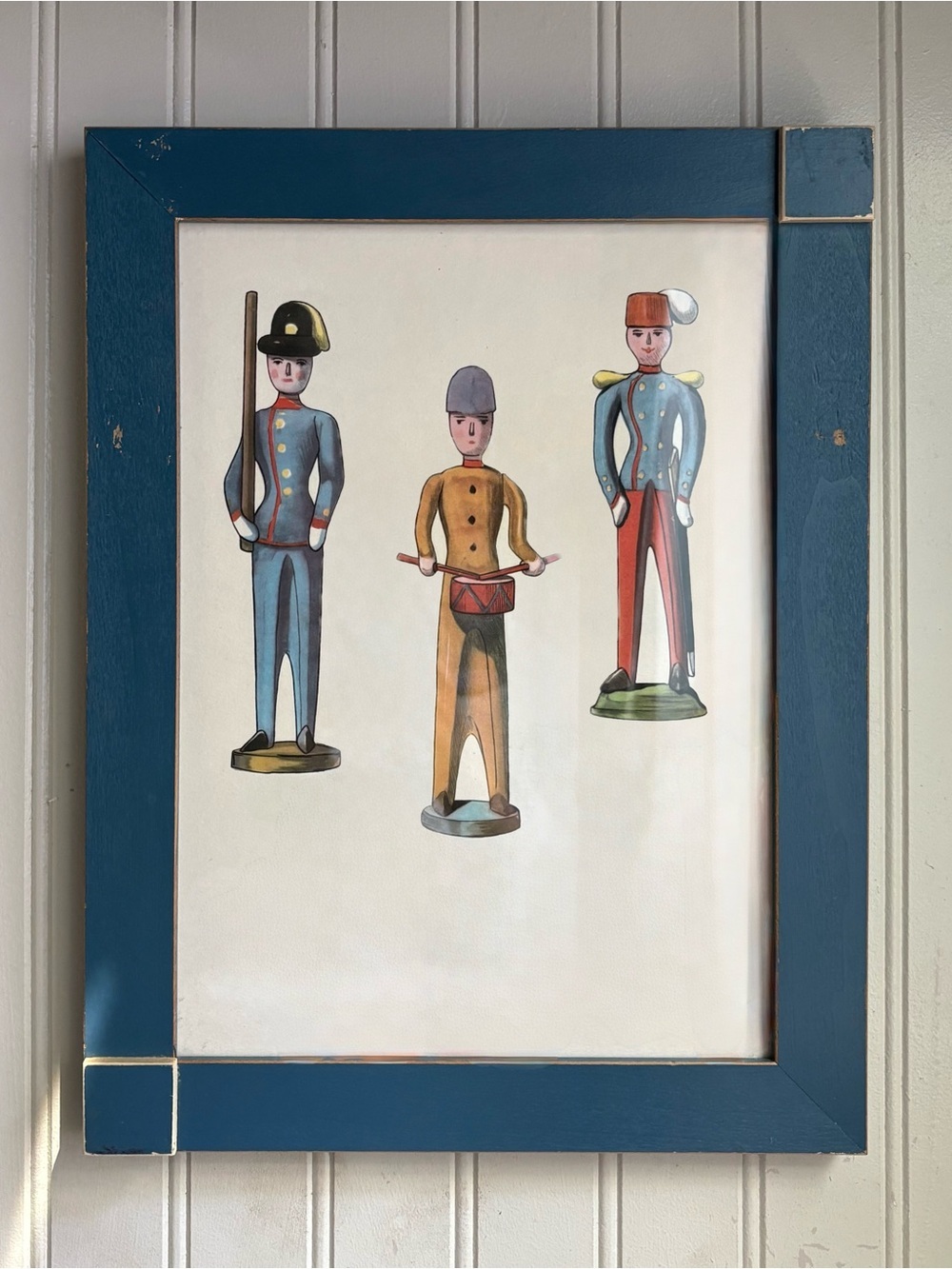 Vintage German Wooden Soldiers Framed Print Folk Art Nutcrackers VTG Cottagecore